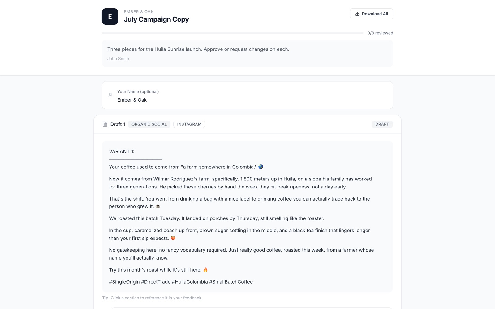Client approval portal